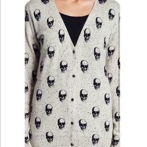 360 Cashmere Tykera Skull Print Cashmere Cardigan